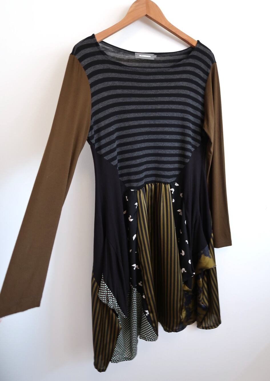 ALEMBIKA Mixed Media Stripe Paper Crane Short Cocoon Dress Nordstrom 1 S $424